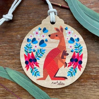 Australian Christmas Illustrated Wooden Decorations - Small