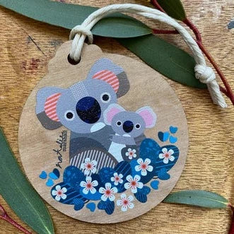 Australian Christmas Illustrated Wooden Decorations - Small