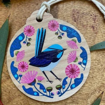 Australian Christmas Illustrated Wooden Decorations - Small