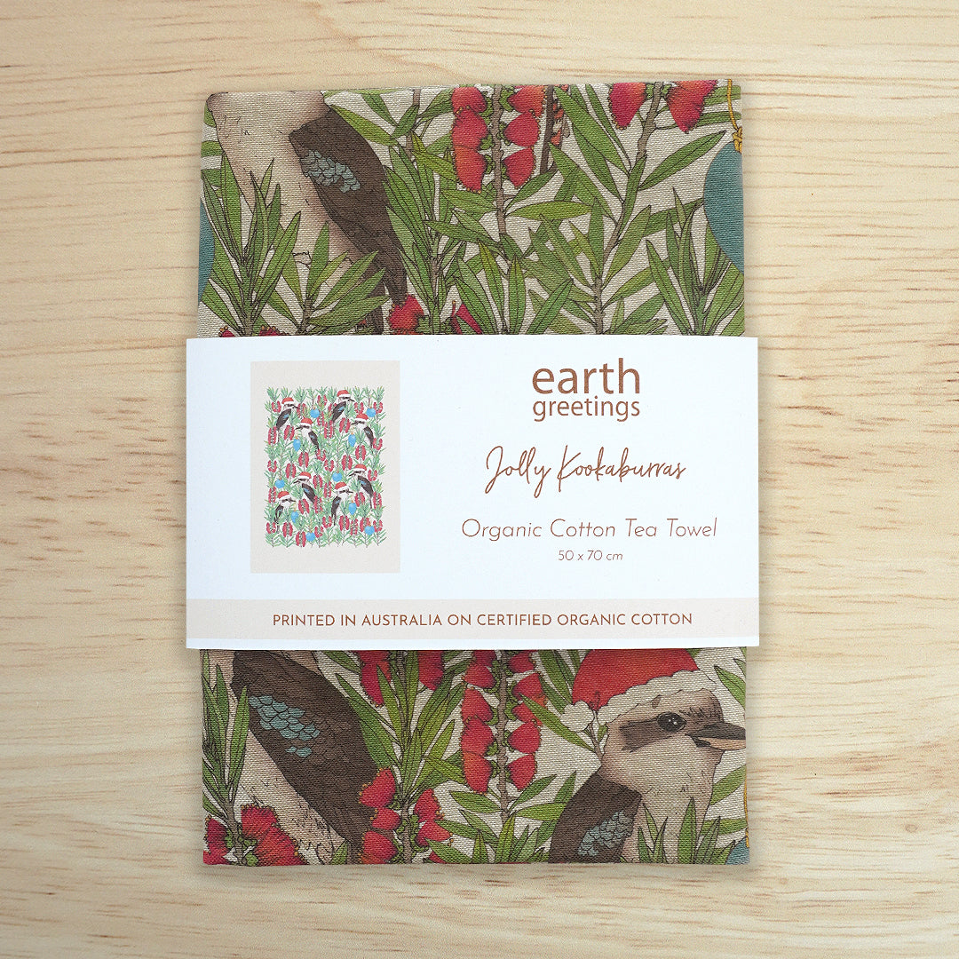 Earth Greetings Tea Towel - Jolly Kookaburras