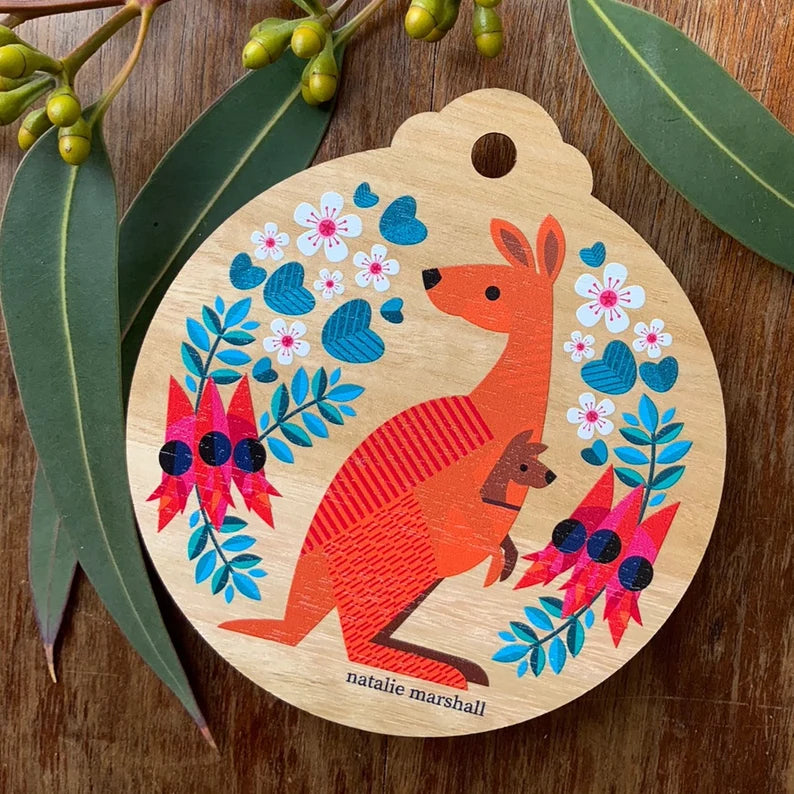 Australian Christmas Illustrated Wooden Decorations - Large