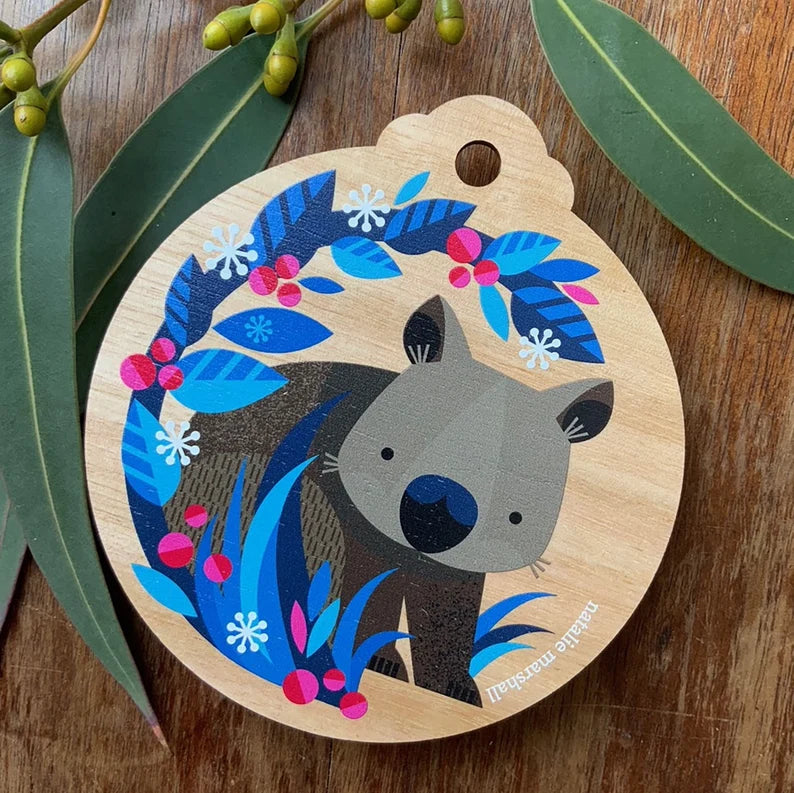 Australian Christmas Illustrated Wooden Decorations - Large
