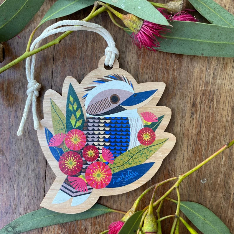 Australian Christmas Illustrated Wooden Decorations - Shaped