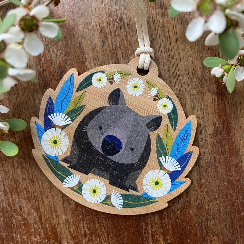 Australian Christmas Illustrated Wooden Decorations - Shaped