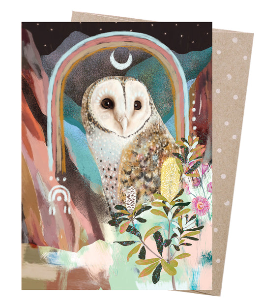 Earth Greetings Card - Masked Owl