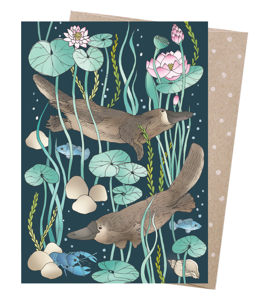 Earth Greetings Card - Playful Platypus