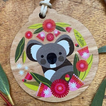 Australian Christmas Illustrated Wooden Decorations - Small