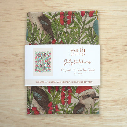 Earth Greetings Tea Towel - Jolly Kookaburras